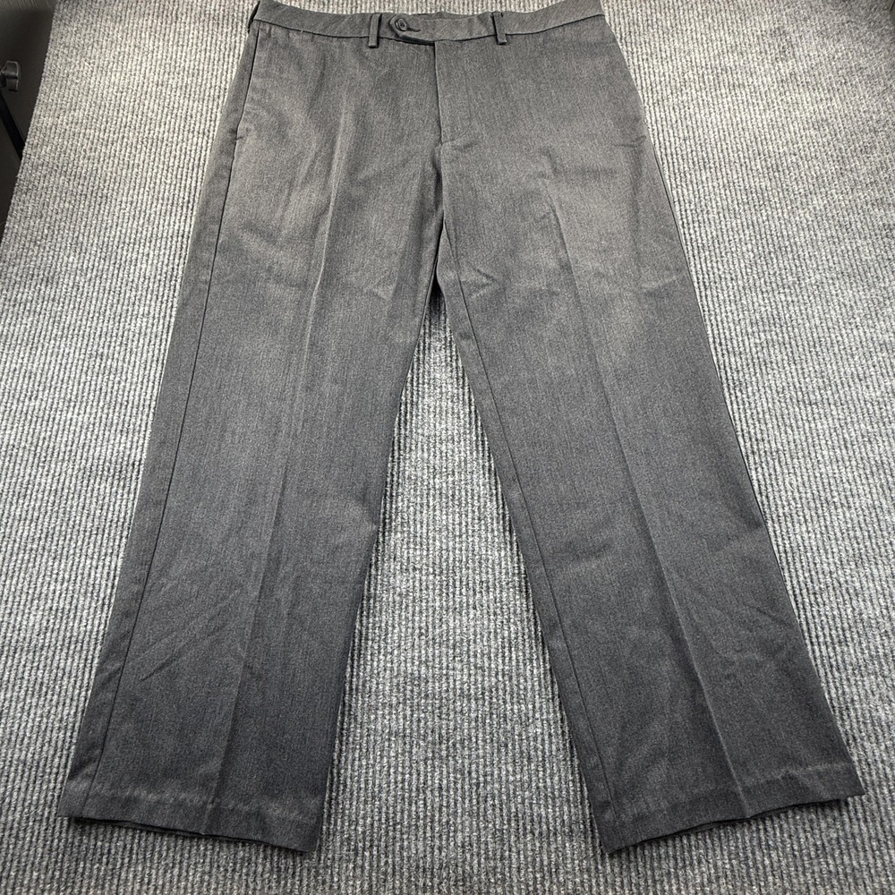 Haggar Maddox Premium‎ Pants Mens 40x30 Gray Perfect Straight Cotton Trouser